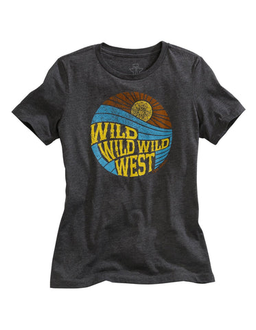 Tin Haul Womens Grey Cotton Blend Wild West S/S Retro T-Shirt