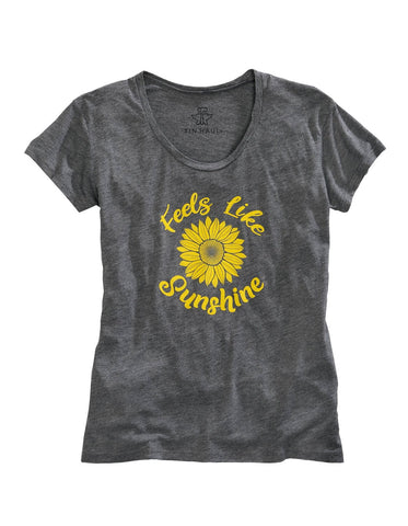 Tin Haul Womens Grey Poly/Rayon Feels Like Sunshine S/S T-Shirt