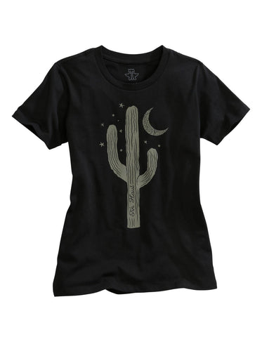 Tin Haul Womens Black 100% Cotton Single Cactus S/S T-Shirt