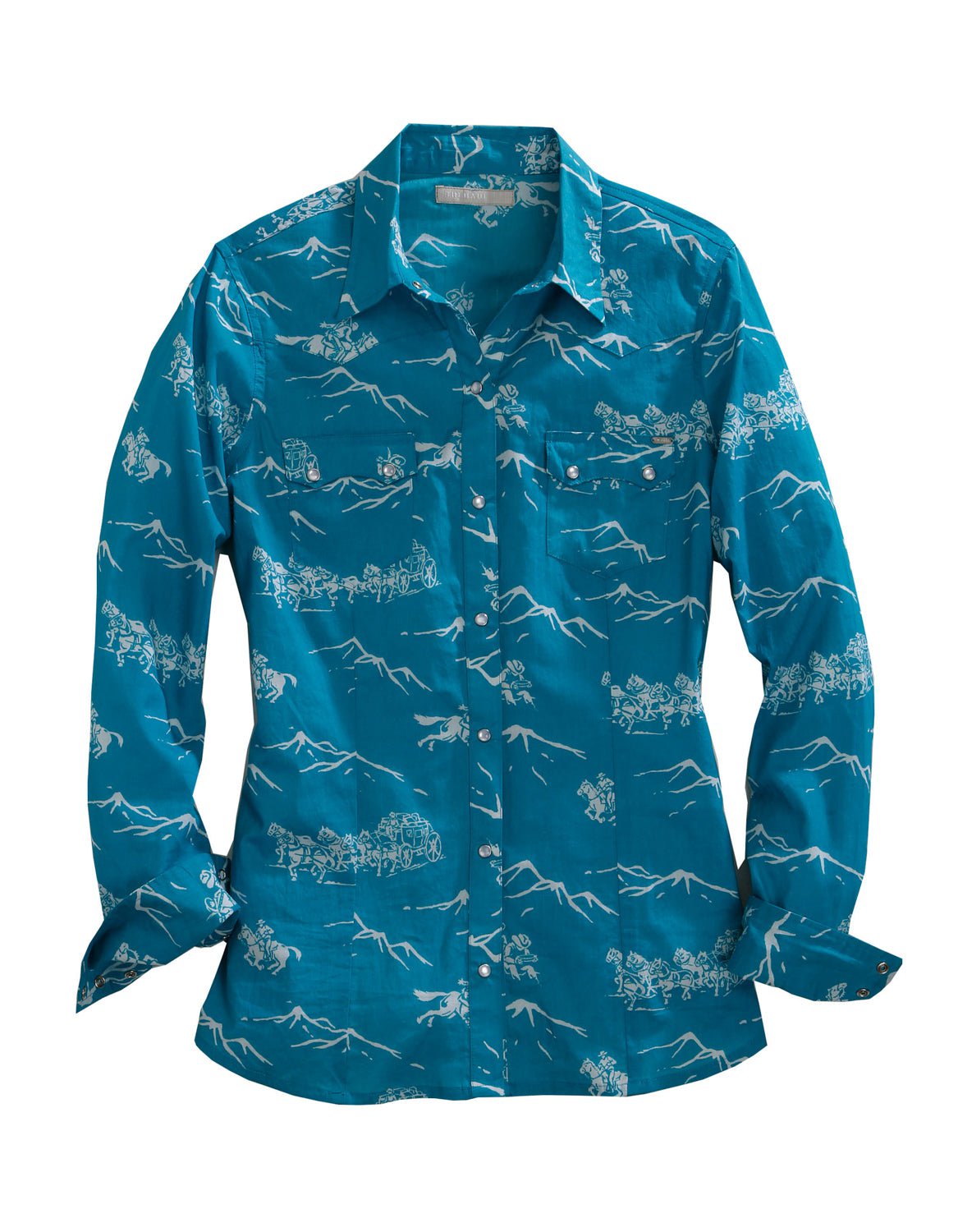 Tin Haul Womens Blue 100 Cotton Retro Frontier L/S Shirt The Western