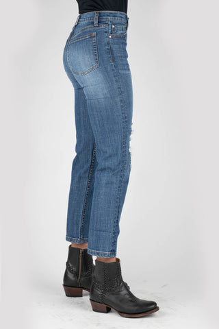 Tin Haul Womens Blue Cotton Blend Highrise Crop 525 Rachel Jeans