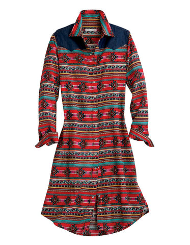 Tin Haul Womens Red Multi 100% Cotton Dash Aztec Print L/S Dress