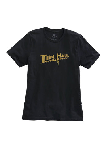 Tin Haul Mens Black 100% Cotton Lightening Bolt S/S T-Shirt