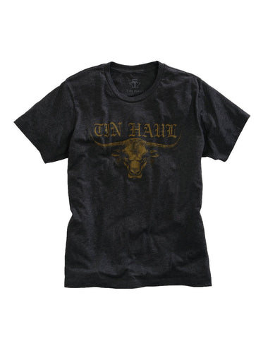 Tin Haul Mens Dark Grey Cotton Blend Longhorn S/S T-Shirt