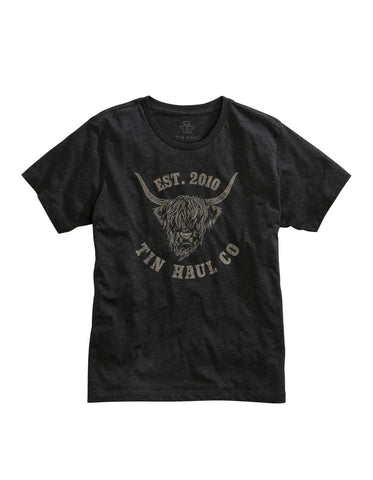 Tin Haul Mens Heather Navy 100% Cotton Shaggy Buffalo S/S T-Shirt