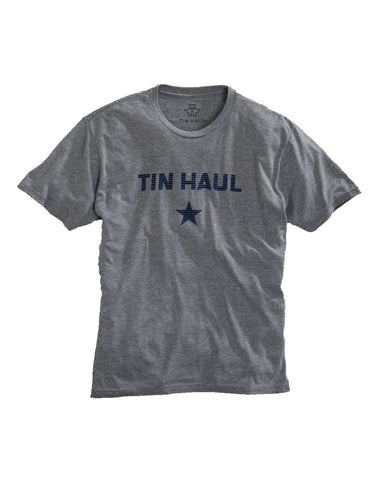 Tin Haul Mens Heather Grey Cotton Blend Star with Lines S/S T-Shirt