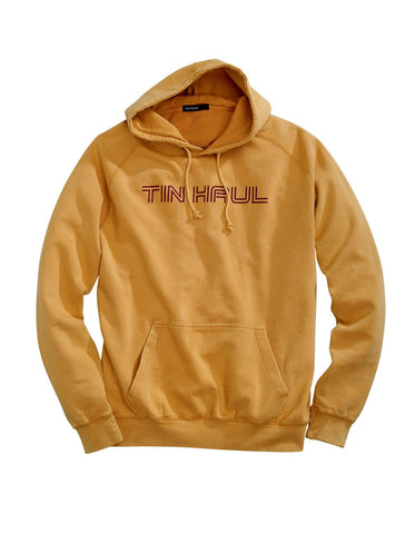 Tin Haul Mens Gold 100% Cotton In Line Script Fleece Hoodie