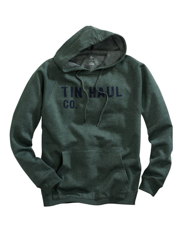 Tin Haul Mens Green 100% Cotton Faded Logo Hoodie