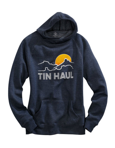 Tin Haul Womens Navy Blue Cotton Blend Mountain Logo Hoodie