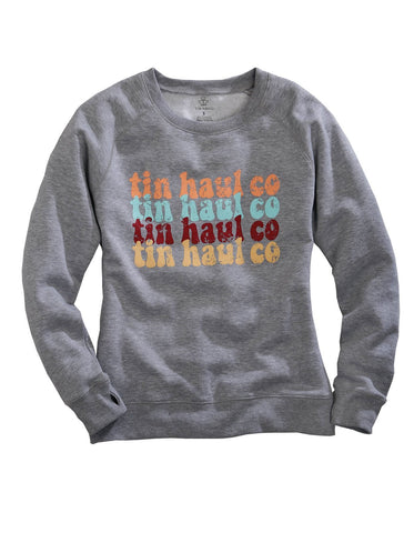 Tin Haul Womens Grey Cotton Blend Multi-Color Logo Sweatshirt