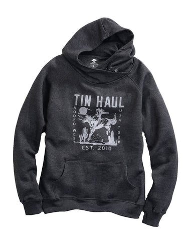 Tin Haul Womens Charcoal Heather Cotton Blend Rodeo West Hoodie