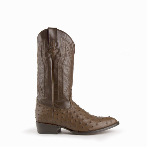 Ferrini Mens Kango Leather Full Quill Ostrich R-Toe Colt Cowboy Boots
