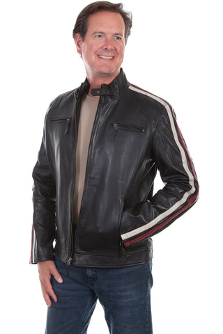 Scully Mens Black Lamb Leather Riding Jacket