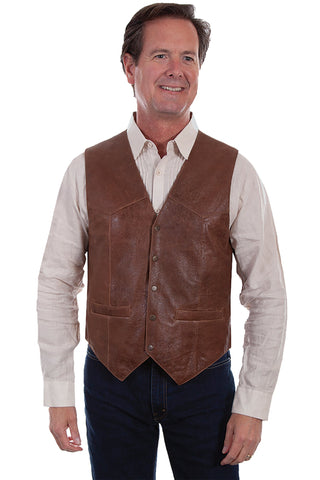 Scully Mens Brown Lamb Leather Western Vest