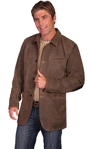Scully Mens Brown Leather Elbow Patch Jacket