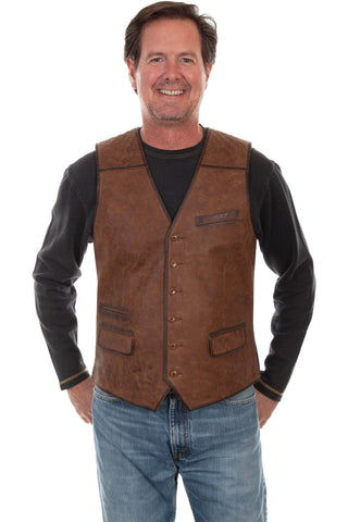 Scully Mens Brown Leather Canvas Jacket