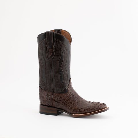 Ferrini Mens Chocolate Leather Caiman Body S-Toe Dakota Cowboy Boots