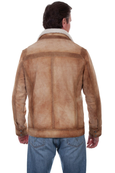 Scully Mens Parchment Suede Shearling Jacket The Western Company