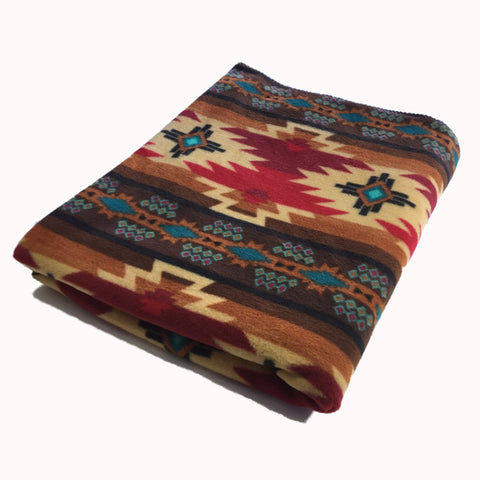 Rockmount Brown/Red Fleece Native Print 60x72 Blanket