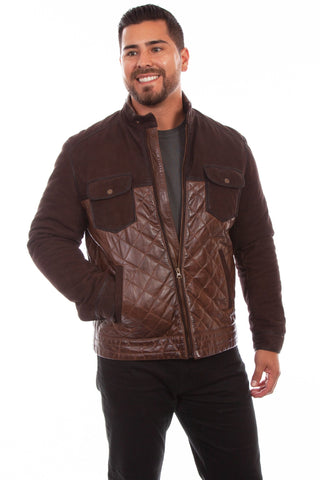 Scully Mens Chocolate Suede Quilted Jacket