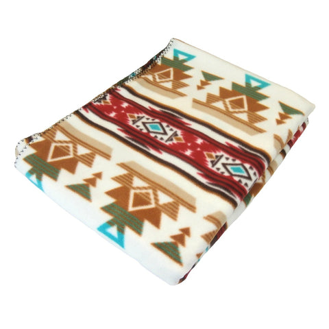 Rockmount Tan/Red Fleece Native Pattern Western Blanket OS
