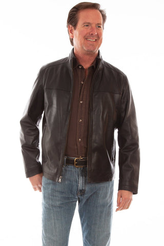 Scully Mens Black Lamb Leather Straight Yokes Jacket