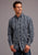 Stetson Mens Blue 100% Cotton Frontier Floral BD L/S 1 Pkt Shirt