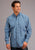 Stetson Mens Blue 100% Cotton Baroque BD L/S 1 Pocket Shirt