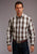 Stetson Mens Brown/Aqua 100% Cotton Ombre L/S 1 Pkt Shirt
