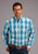 Stetson Mens Turquoise 100% Cotton Ombre BD L/S 1 Pkt Shirt