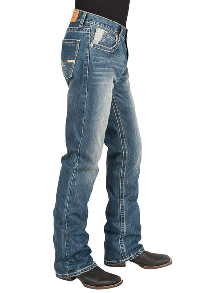 Stetson Rocks Fit Mens Blue Cotton Blend V Deco Jeans – The Western Company