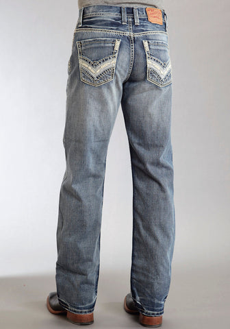 Mens Stetson Blue Cotton Blend Wrong Side Denim Straight Modern Fit Jeans