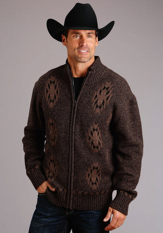 Stetson Mens Brown Cotton/Wool Rugged Aztec Cardigan
