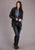 Stetson Womens Charcoal Grey Fringed Shawl Cardigan