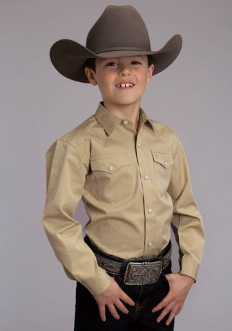 Stetson Boys Gold 100% Cotton End On End L/S Shirt