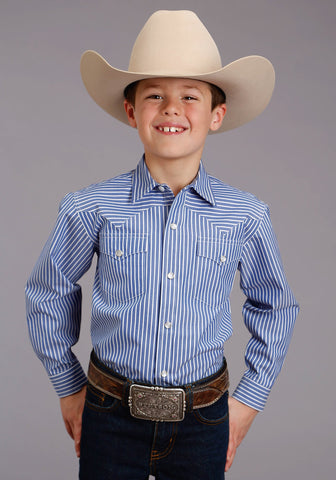 Stetson Boys Periwinkle 100% Cotton Candy Stripe L/S Shirt