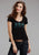 Stetson Ladies Black 100% Cotton Cropped Arrow S/S Shirt