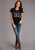 Stetson Womens Black 100% Cotton Cowboy Lasso S/S T-Shirt