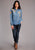 Stetson Womens Blue Denim Floral Embroidery L/S Blouse