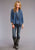 Stetson Womens Blue Denim Denim Pullover Peasant S/S Blouse