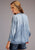 Stetson Womens Denim Denim Raw Edge Peasant S/S Blouse