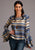 Stetson Womens Blue Rayon/Nylon Indigo Serape L/S Pullover Blouse