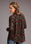 Stetson Womens Brown Rayon/Nylon Challis Blanket L/S Blouse