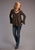 Stetson Womens Brown Rayon/Nylon Challis Blanket L/S Pullover Blouse