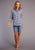 Stetson Womens Navy/White 100% Cotton Gingham L/S Shirt