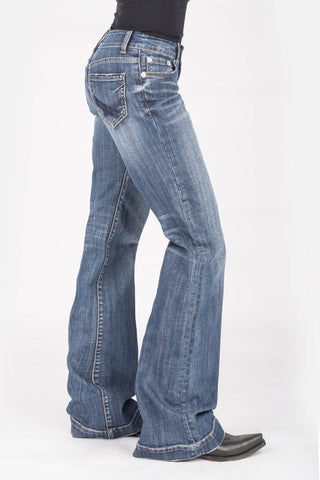 Stetson Womens Blue Cotton Blend Heavy Thread Jeans