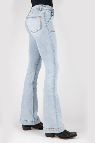 Stetson Womens Acid Wash Cotton Blend Plain Back Jeans
