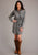 Stetson Womens Black Wash Denim Self Tie Snap L/S Western Dress