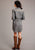 Stetson Womens Black Wash Denim Self Tie Snap L/S Western Dress