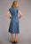 Stetson Womens Blue 100% Cotton Lightweight Denim S/S Dress